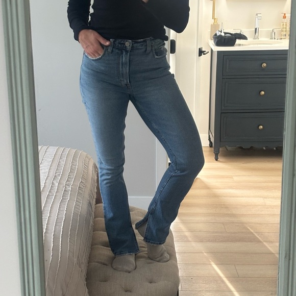 Abercrombie High Rise Jeans With Slit Hem - Picture 2 of 9